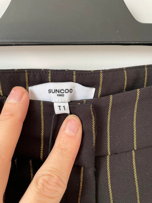 Pantalon noir rayures dorées Suncoo