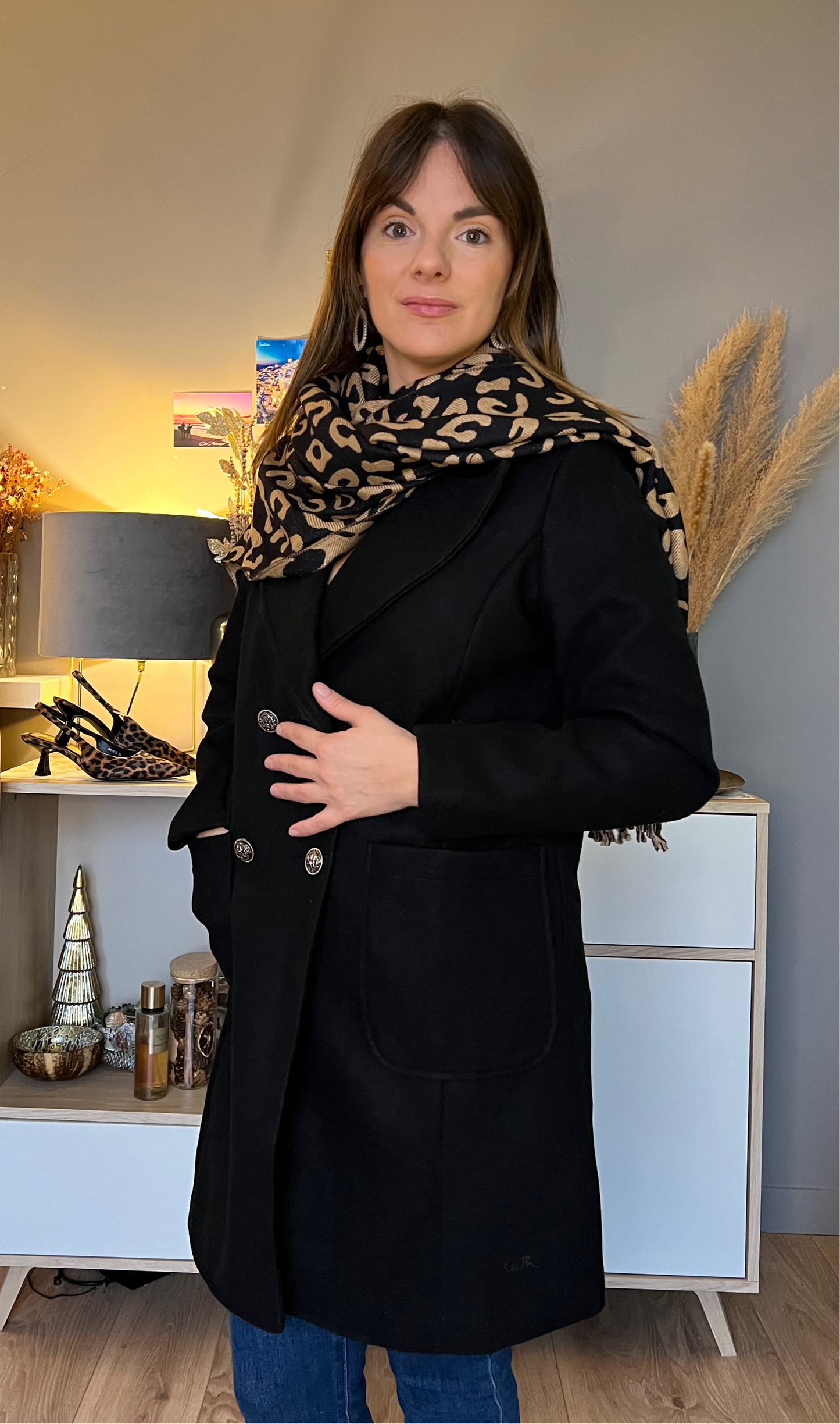 Echarpe franges léopard