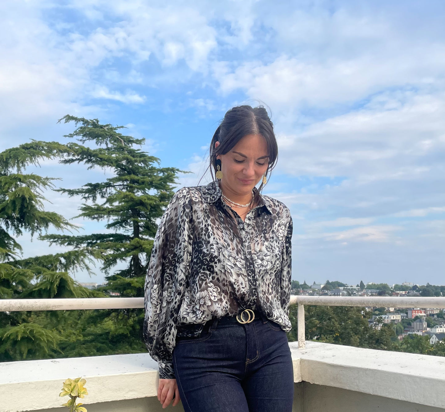 Chemisier motifs fleurs Jade