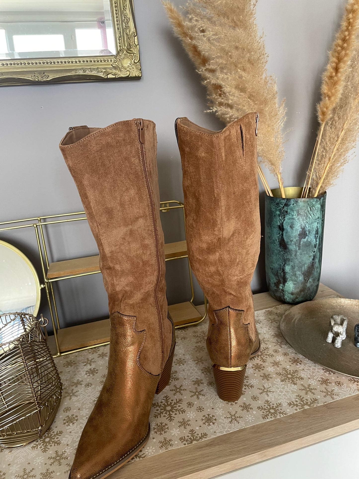 Bottes type santiags Ambre